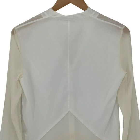 Helmut Lang Element Sheer Hem Shirt Cotton Silk White Ivory Women Small - Picture 10 of 13